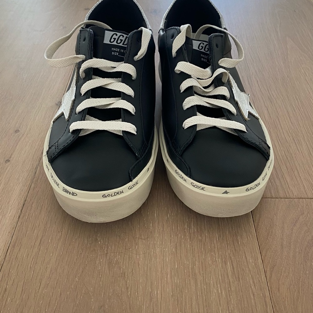 AUTHENTIC BLACK LEATHER NEW GOLDEN GOOSE SNEAKERS